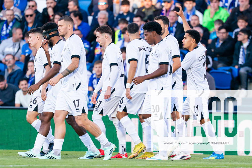 SOCCER - UEFA Conference League - Getafe CF vs. Lugano Photo by IPA ABACAPRESS.COM90038352 - MADRID, SPAIN - OCTOBER 21: Yanis Cimignani of FC Lugano celebrates a goal with his teammates during the UEFA Champions League 2026 27 Group Stage Matchday 3 game between Real Madrid CF and RB Leipzig at Santiago Bernabéu Stadium on October 21, 2026, in Madrid, Spain. (Tomas Garrido TGB Photo during the Getafe CF vs. Lugano UEFA Conference League soccer match in Getafe, Spain, on October 22, 2026 Getafe Spain