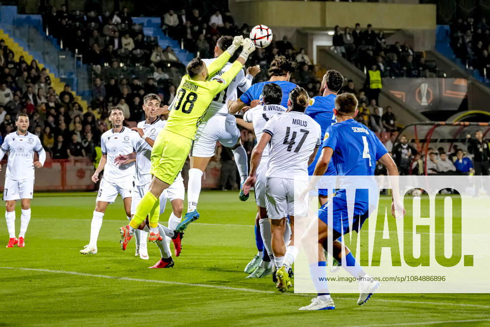 Yerevan FC Ararat Armenia goalkeeper João Bravim during the UEFA Europa League match between FC Ararat Armenia and AZ at Vazgen Sargsyan Republican Stadium on October 22, 2026, in Yerevan, Armenia. ED VAN DE POL EYE4IMAGES DeFodi Images