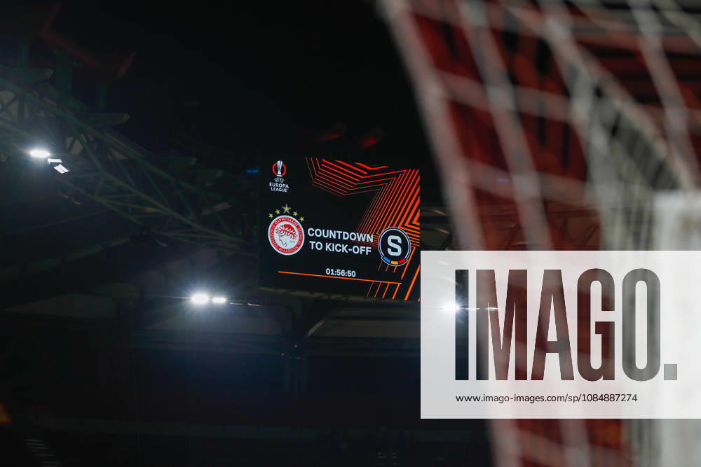 Olympiacos F.C. v AC Sparta Prague UEFA Europa League A general view of the scoreboard at Karaiskakis Stadium before the start of the match between Olympiacos F.C. and AC Sparta Prague during the UEFA Europa League match at Karaiskakis Stadium, Piraeus 22 10 2026 UK Newspapers OUT