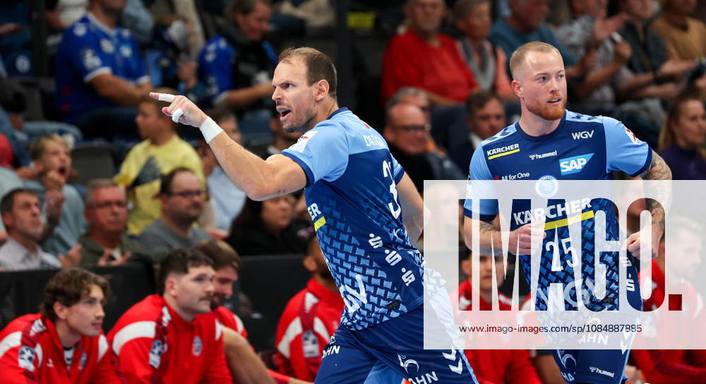Germany, Stuttgart, Opel HBL, 2026–2027 Bundesliga, TVB Stuttgart vs. SG BBM Bietigheim, from left: Kai Häfner (TVB), Patrick Zieker (TVB)
