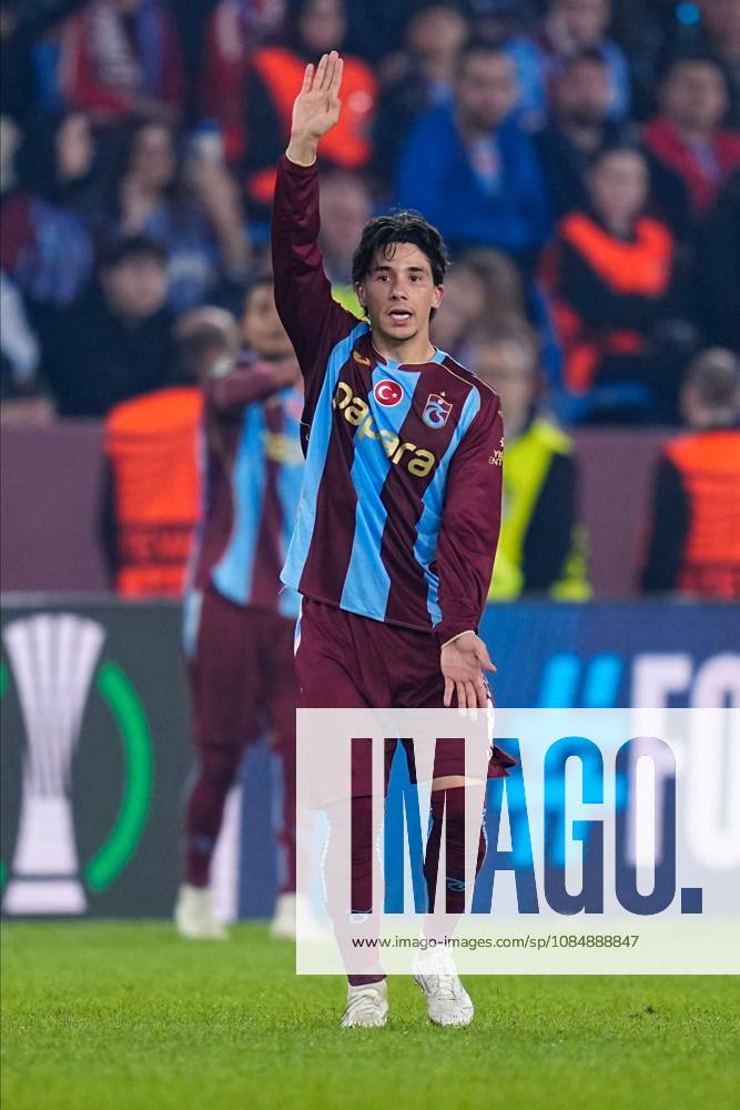 Benjamin Bouchouari of Trabzonspor gestures. Trabzonspor v Heart of Midlothian, UEFA Conference League, Football, Papara Park, Trabzon, Turkey - 22 Oct 2026Trabzon Papara Park Turkey