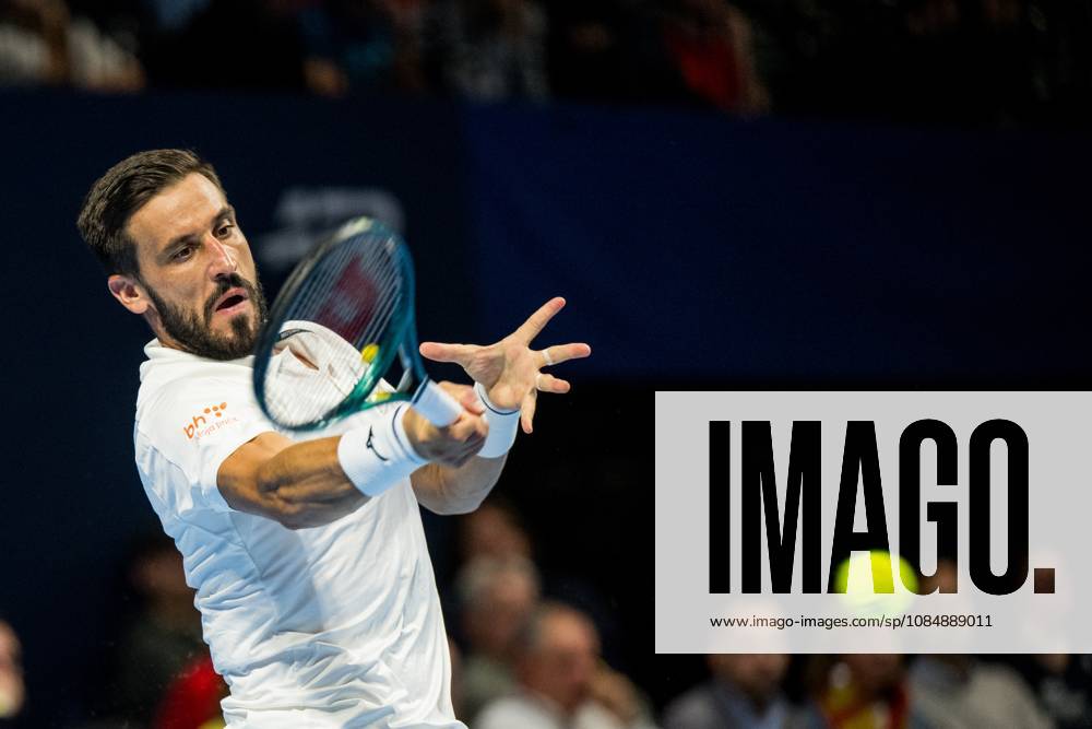 Damir Dzumhur of Bosnia and Herzegovina pictured in action during the European Open ATP, Tennis Herren tennis tournament in Brussels, on Thursday 22 October. This year s edition of the tournament is taking place from 17 to 25 October JASPERxJACOBS x190673427x