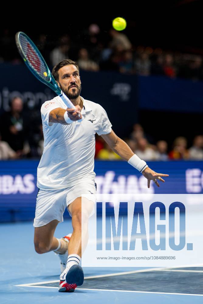 Damir Dzumhur of Bosnia and Herzegovina pictured in action during the European Open ATP, Tennis Herren tennis tournament in Brussels, on Thursday 22 October. This year s edition of the tournament is taking place from 17 to 25 October JASPERxJACOBS x190673587x