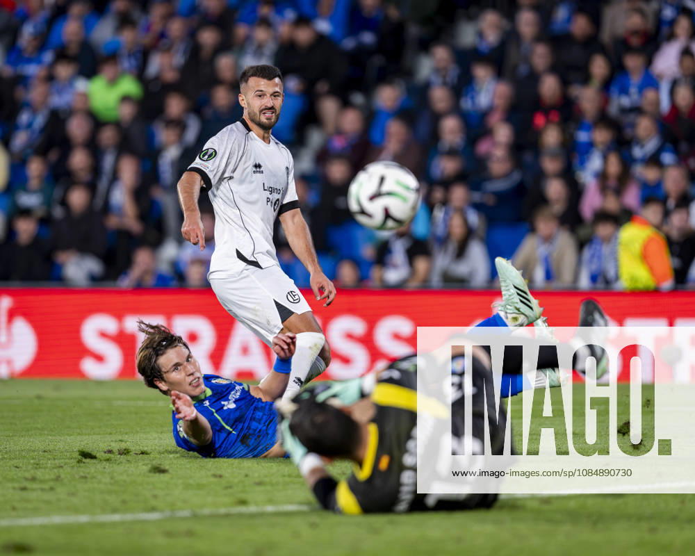 Getafe CF v FC Lugano - UEFA Conference League 2026 27 League Phase MD2 GETAFE, SPAIN - OCTOBER 22: Albian Ajeti of FC Lugano is in action with the ball during the UEFA Conference League 2026 27 League Phase MD2 match between Getafe CF and FC Lugano at Estadio Coliseum on October 22, 2026 in Getafe, Spain. Madrid Estadio Coliseum Madrid Spain