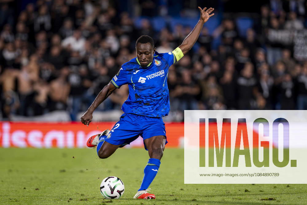 Getafe CF v FC Lugano - UEFA Conference League 2026 27 League Phase MD2 GETAFE, SPAIN - OCTOBER 22: Dakonam Djene of Getafe CF is in action with the ball during the UEFA Conference League 2026 27 League Phase MD2 match between Getafe CF and FC Lugano at Estadio Coliseum on October 22, 2026 in Getafe, Spain. Madrid Estadio Coliseum Madrid Spain