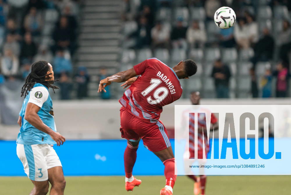 MUHAMMED BADAMOSI 19 of Riga in action during the Conference League Matchday 2 game between Pafos and Riga at Alpha Mega Stadium in Kolossi,Limassol,Cyprus on 22 of October 2026. Limassol CYPRUS - ZUMAk195 20261022_znp_k195_031