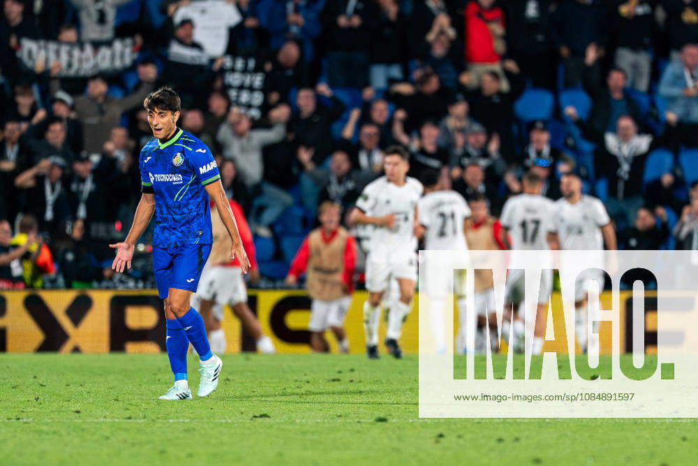 SOCCER - UEFA Conference League - Getafe CF vs. Lugano Photo by IPA ABACAPRESS.COM90041012 - MADRID, SPAIN - OCTOBER 21: Ramon Terrats of Getafe CF reacts to FC Lugano s fourth goal during the UEFA Champions League 2026 27 Group Stage Matchday 3 match between Real Madrid CF and RB Leipzig at Santiago Bernabéu Stadium on October 21, 2026, in Madrid, Spain. (Tomas Garrido TGB Photo during the Getafe CF vs. Lugano UEFA Conference League soccer match in Getafe, Spain, on October 22, 2026 Getafe Spain