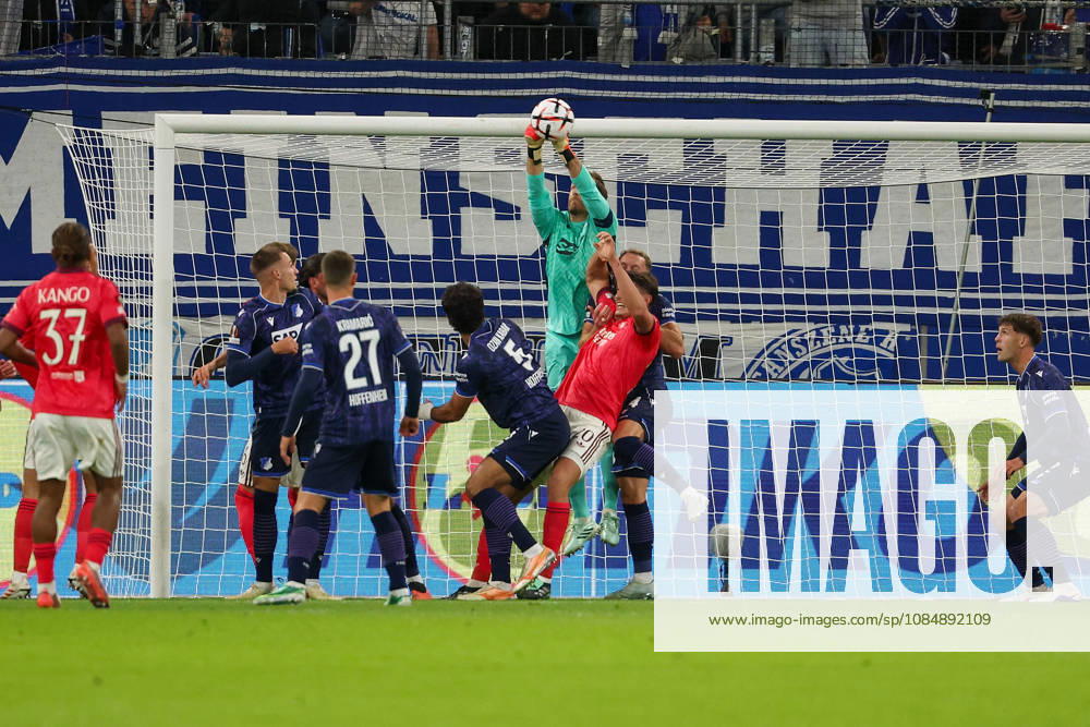 Sinsheim, Germany, October 22: Goalkeeper Oliver Baumann of TSG 1899 Hoffenheim in action with the ball during the UEFA Europa League Matchday 3 game on October 27, 2026, between TSG Hoffenheim and Olympique Lyon at the Rhein-Neckar Arena in Sinsheim, Germany, 2026 in Sinsheim, Germany