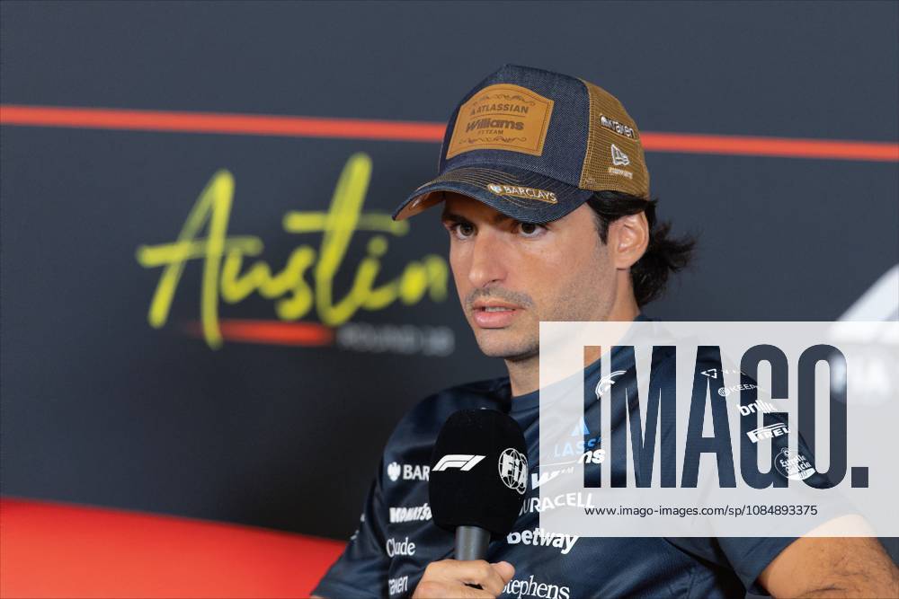 22nd October 2026; Circuit of the Americas, Austin, United States; Formula 1, United States Grand Prix, Arrival Day; Carlos Sainz (55) of Spain and Atlassian Williams F1 Team at a press conference, PK, Pressekonferenz BobxKupbens