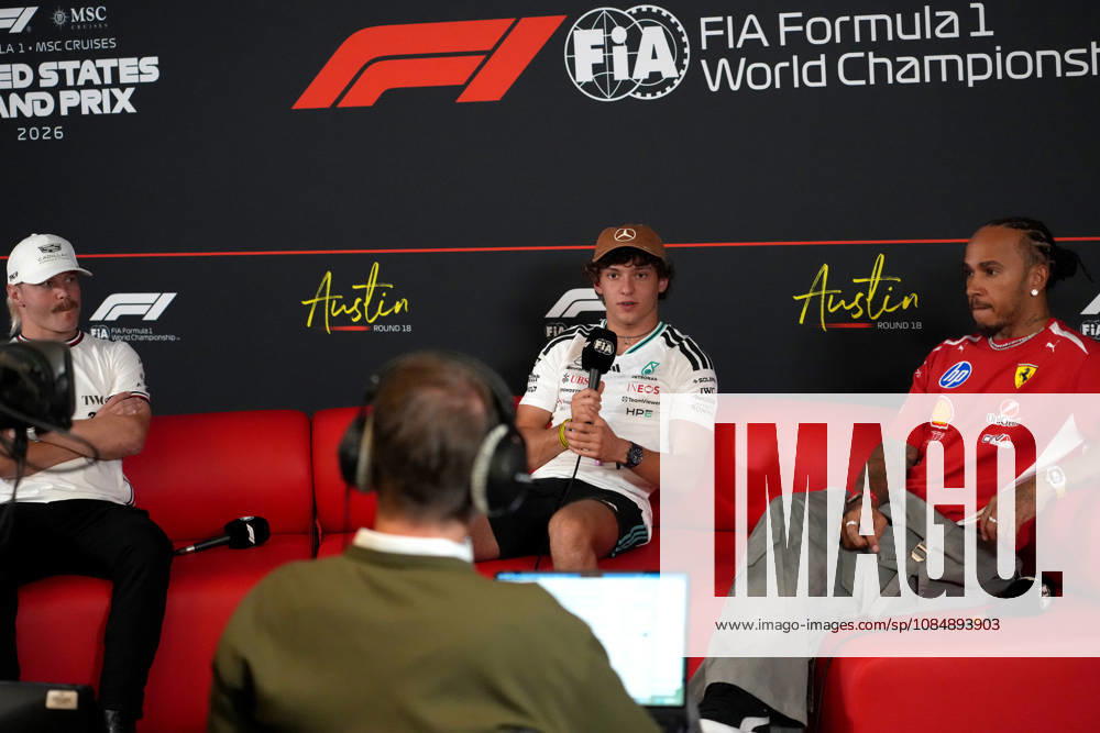 Circuit of The Americas, Austin, 2026 FORMULA 1 MSC CRUISES UNITED STATES GRAND PRIX; pictured: Valtteri Bottas (FIN), Cadillac Formula 1 Team, Andrea Kimi Antonelli (ITA), Mercedes AMG Petronas Formula One Team, Lewis Hamilton (GBR), Scuderia Ferrari HP Photo by Hasan Bratic, DeFodi Images