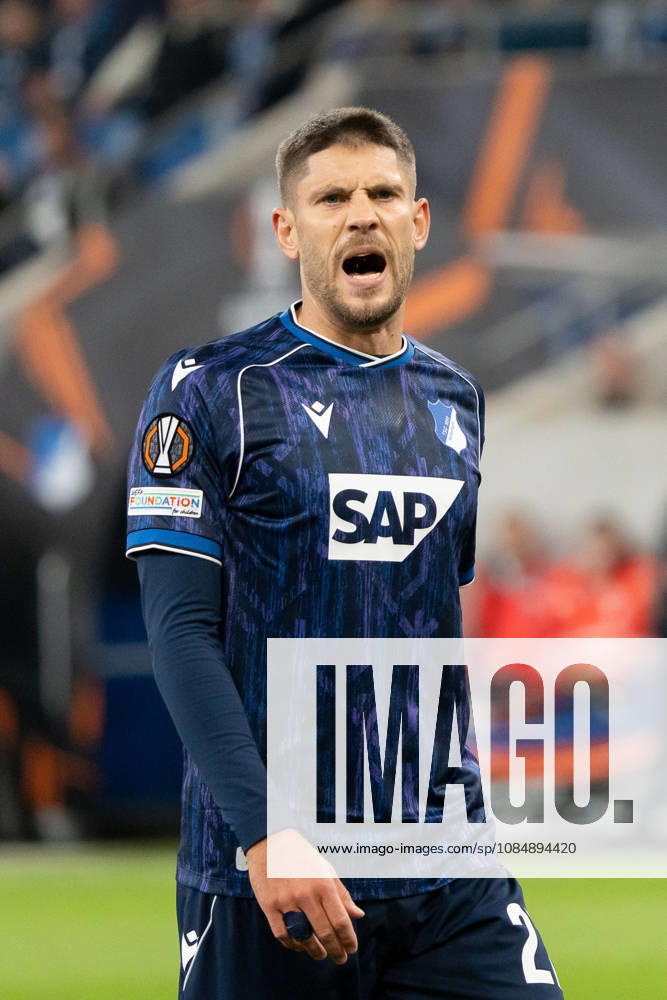 Andrej Kramaric, TSG Hoffenheim, 27 Gestures, Facial Expressions, Signs, GER, TSG 1899 Hoffenheim vs. Olympique Lyon, Soccer, Europa League, Matchday 3, 2026–2027 Season, October 22, 2026, GER, TSG 1899 Hoffenheim vs. Olympique Lyon, soccer, Europa League, Matchday 3, 2026–2027 season, October 22, 2026, Sinsheim