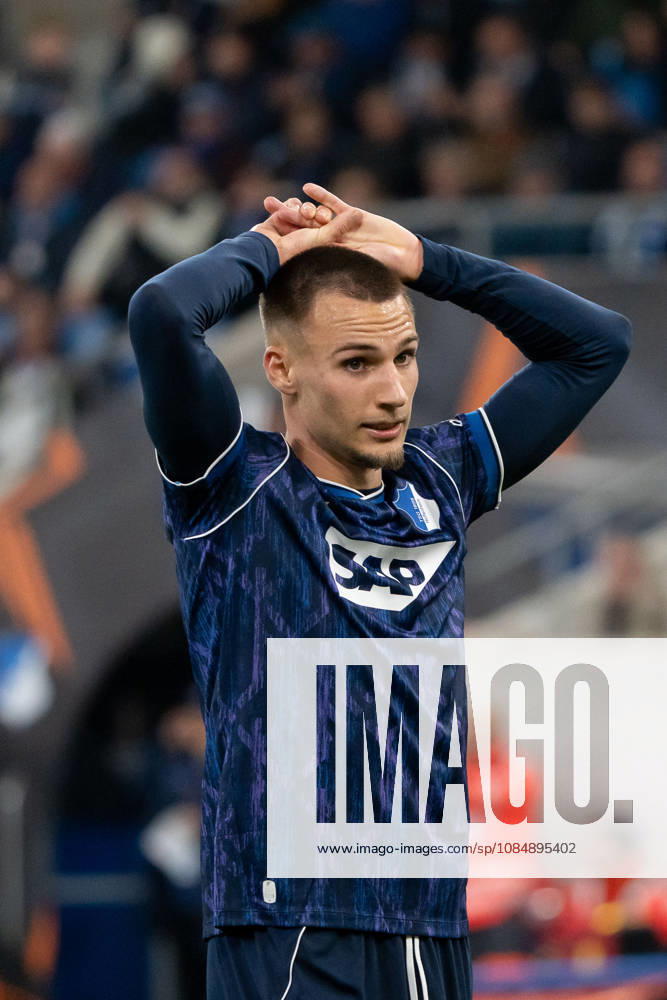 Tim Lemperle, TSG Hoffenheim, 19, disappointed, disappointment, frustrated, frustration, annoyed after missing a big chance, gesture, facial expression, sign, GER, TSG 1899 Hoffenheim vs. Olympique Lyon, soccer, Europa League, Matchday 3, 2026–2027 season, October 22, 2026, GER, TSG 1899 Hoffenheim vs. Olympique Lyon, soccer, Europa League, Matchday 3, 2026–2027 season, October 22, 2026, Sinsheim