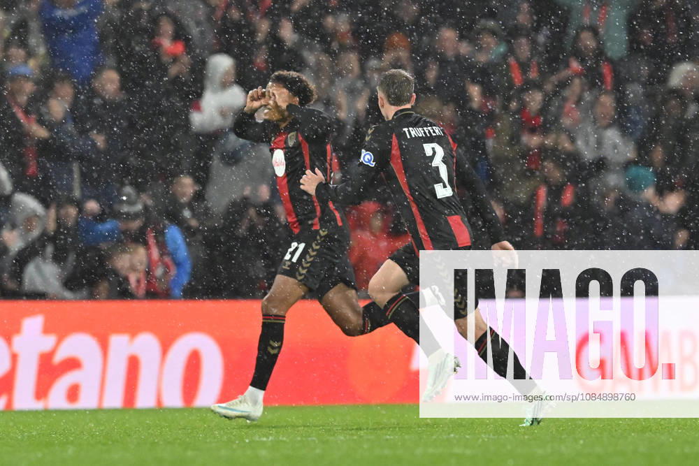 Bournemouth v AC Milan, Europa League Goal 3-0 - Amine Adli (21) of AFC Bournemouth celebrates scoring the third goal during the Europa League match between Bournemouth and AC Milan at the Vitality Stadium, Bournemouth, UK on 22 October 2026. Bournemouth Vitality Stadium Dorset UK Editorial use only ,