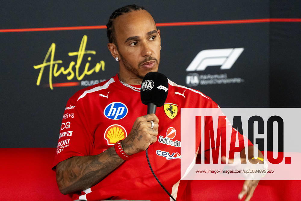 British Formula One driver Lewis Hamilton of Scuderia Ferrari addresses reporters during a press conference, PK, Pressekonferenz prior to the Formula One United States Grand Prix at the Circuit of the Americas in Austin, Texas on Thursday, October 22, 2026. AUS2026102233 GREGxNASH