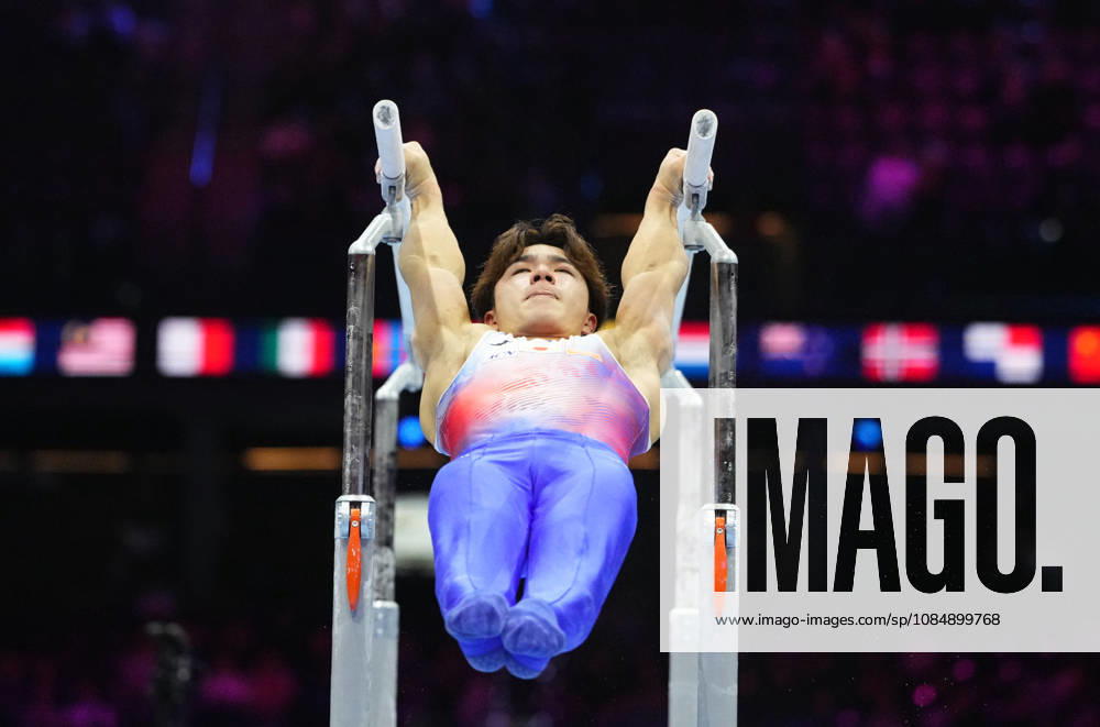 Shinnosuke Oka of Japan on the parallel bars during the artistic gymnastics competition on Day 6 of the World Championships at Ahoy in Rotterdam, Netherlands, on October 22, 2026. DeFodi Images