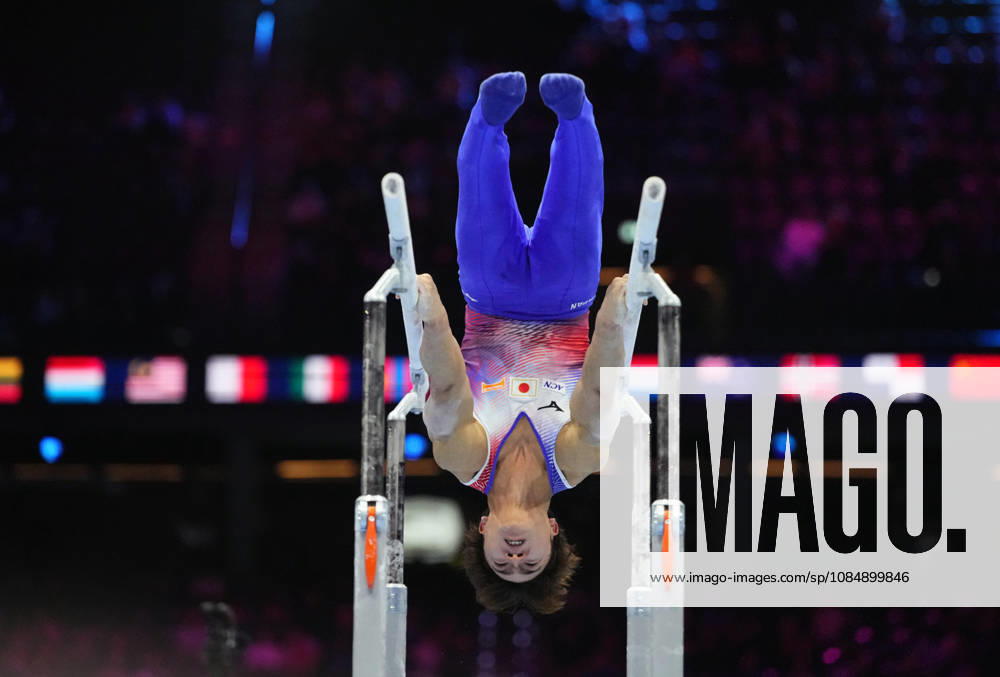 Shinnosuke Oka of Japan on the parallel bars during the artistic gymnastics competition on Day 6 of the World Championships at Ahoy in Rotterdam, Netherlands, on October 22, 2026. DeFodi Images