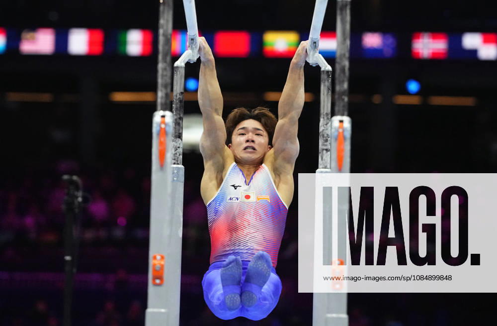 Shinnosuke Oka of Japan on the parallel bars during the artistic gymnastics competition on Day 6 of the World Championships at Ahoy in Rotterdam, Netherlands, on October 22, 2026. DeFodi Images
