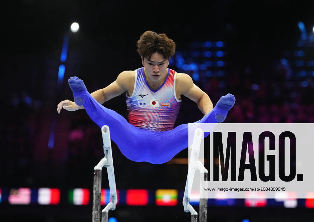 Shinnosuke Oka of Japan on the parallel bars during the artistic gymnastics competition on Day 6 of the World Championships at Ahoy in Rotterdam, Netherlands, on October 22, 2026. DeFodi Images