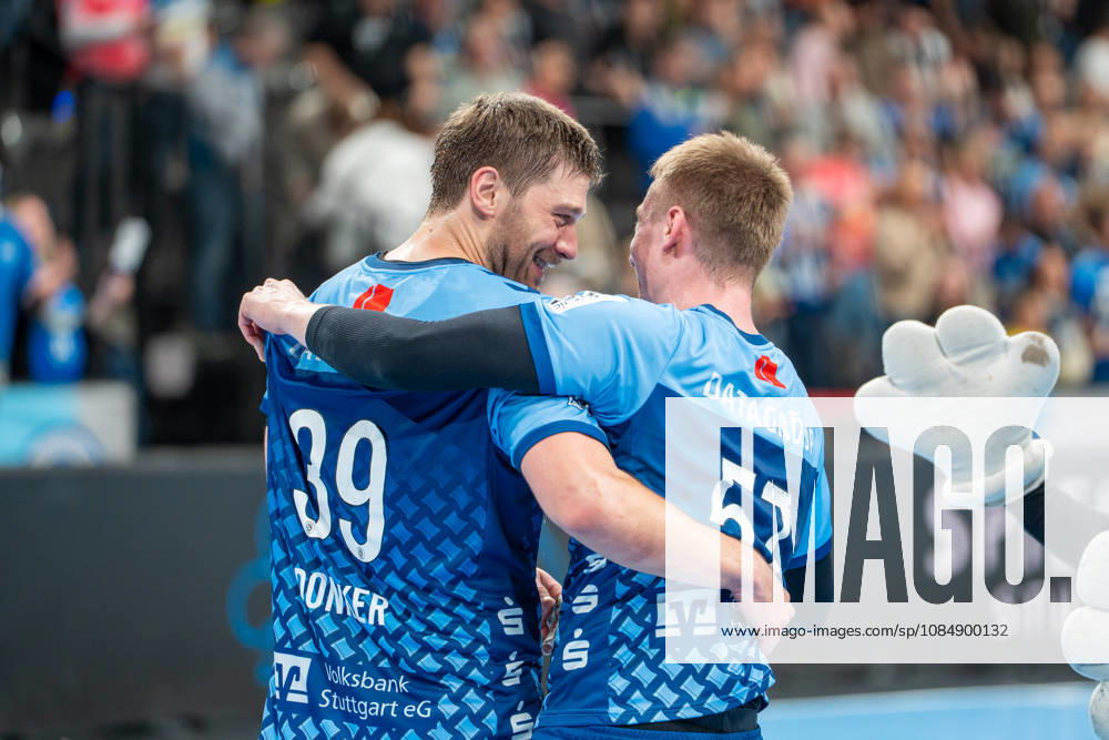 Handball I Men I 2026–2027 Season I Bundesliga I Matchday 10 I TVB Stuttgart vs. SG BBM Bietigheim I October 22, 2026 Malte Donker 39, TVB Stuttgart, and Jakob Nigg 57, TVB Stuttgart Stuttgart Porsche Arena Baden-Württemberg Germany
