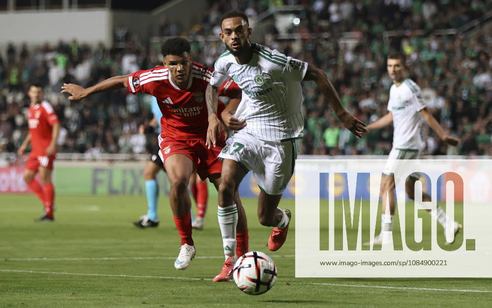 Cyprus Europa League Soccer Omonoia s Jayden Montnor, center, fight for the ball during the Europa League opening phase soccer match between Omonia and Benfica in Nicosia, Cyprus, Thursday, Oct. 22, 2026. Nicosia Cyprus