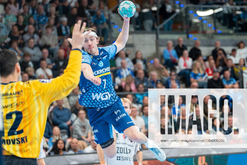 Handball I Men I 2026–2027 Season I Bundesliga I Matchday 10 I TVB Stuttgart vs. SG BBM Bietigheim I October 22, 2026 Kasper Thorsen Lien 7, TVB Stuttgart takes the shot Stuttgart Porsche Arena Baden-Württemberg Germany