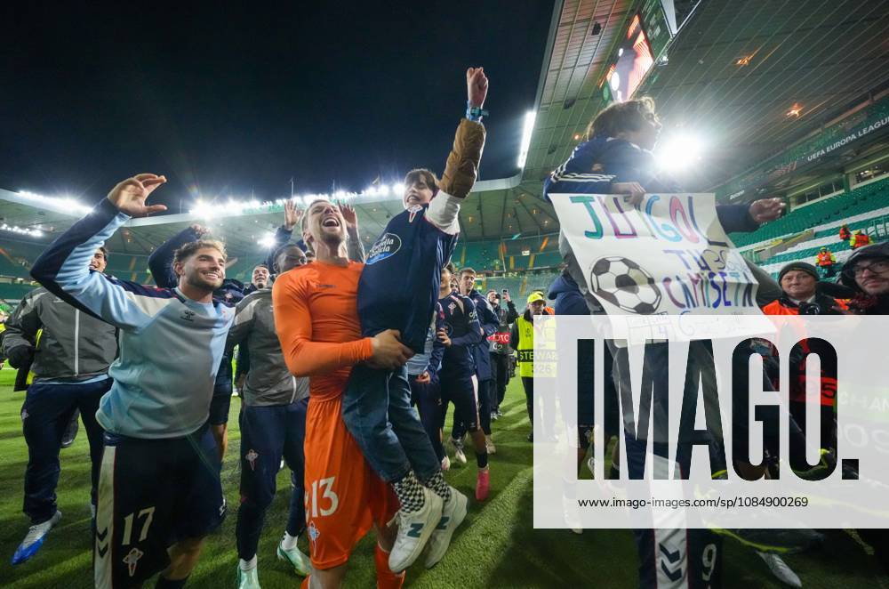 Celta Vigo players celebrate with their fans at full-time. Final score Celtic 1 Celta Vigo 2. Celtic v Celta Vigo, UEFA Europa League, Football, Celtic Park, Glasgow, Scotland, UK - 22 Oct 2026Glasgow Celtic Park Scotland United Kingdom