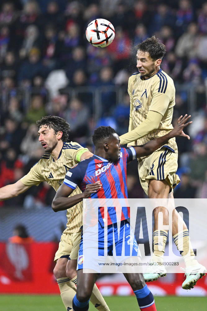 Fotball UEFA Europa League 3rd round match: Viktoria Plzen vs Levski Sofia in Pilsen, Czech Republic, October 22, 2026. From left Kristian Dimitrov of Levski, Baboucarr Faal of VIktoria Plzen, Marko Grujic of Levski. (CTKxPhoto MiroslavxChaloupka) CTKPhotoP2026102210525 CTKPhotoP2026102210525