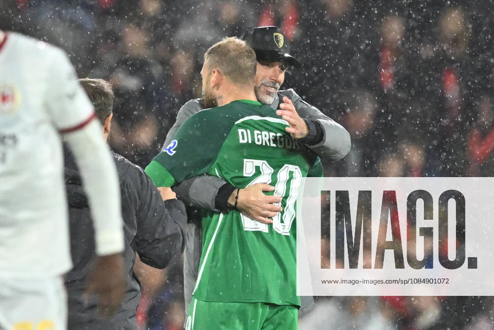 Bournemouth v AC Milan, Europa League AFC Bournemouth manager Marco Rose hugs Michele Di Gregorio (20) of AFC Bournemouth at full time after a 3-0 win during the Europa League match between Bournemouth and AC Milan at the Vitality Stadium, Bournemouth, UK on 22 October 2026. Bournemouth Vitality Stadium Dorset UK Editorial use only ,