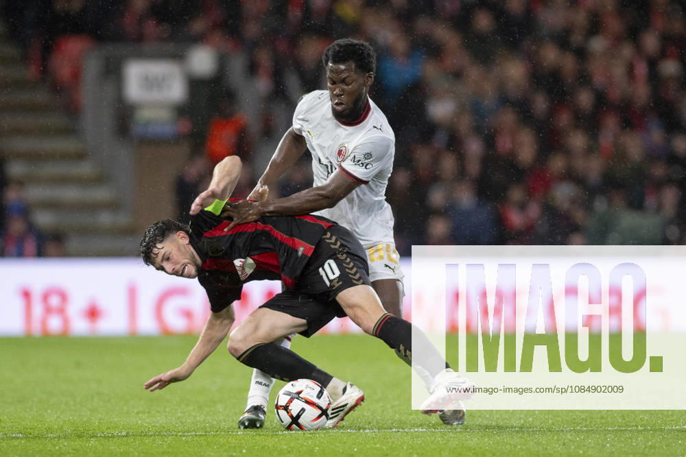 AFC Bournemouth v AC Milan, UEFA Europa League Ryan Christie of Bournemouth and Yunus Musah of Milan battle for the ball during AFC Bournemouth v AC Milan UEFA Europa League Matchday 3 at the Vitality Stadium, Bournemouth, England on 22 October 2026 Credit: Andy Thomas Every Second Media Editorial use only. All images are copyright Every Second Media Limited. No images may be reproduced without prior permission.