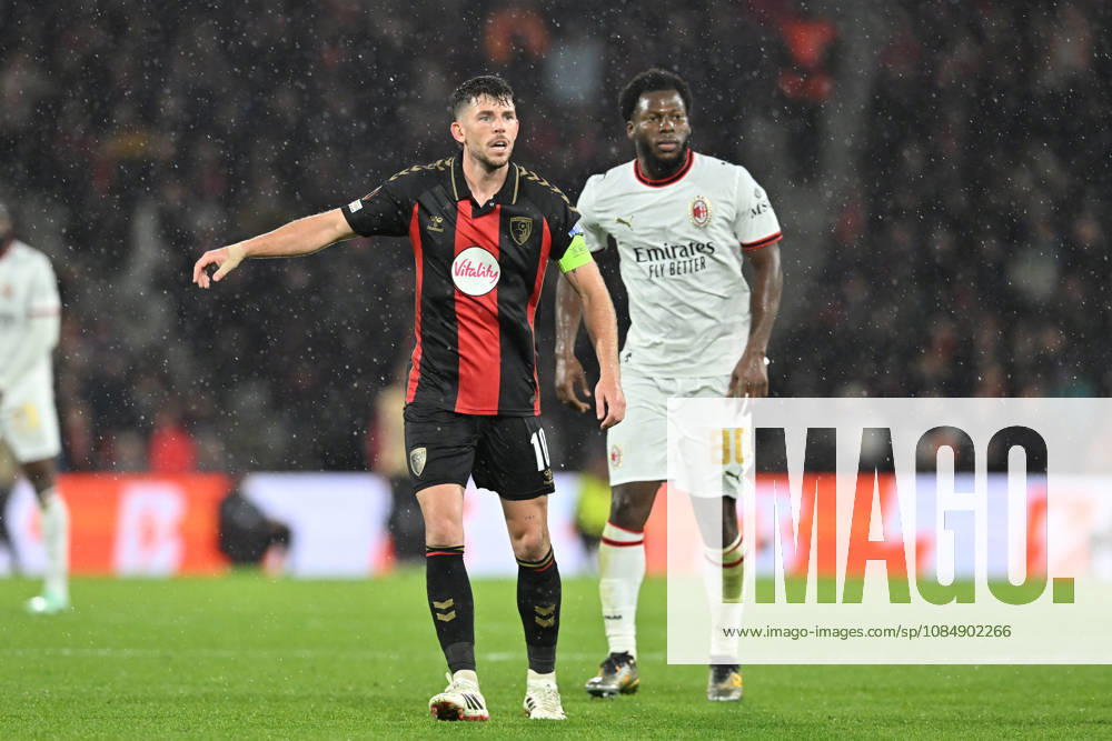 Bournemouth v AC Milan, Europa League Ryan Christie (10) of AFC Bournemouth and Yunus Musah (80) of AC Milan during the Europa League match between Bournemouth and AC Milan at the Vitality Stadium, Bournemouth, UK on 22 October 2026. Bournemouth Vitality Stadium Dorset UK Editorial use only ,