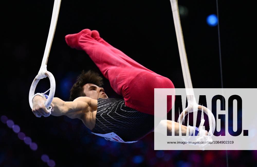 Netherlands Artistic Gymnastics World Championships 9270973 22.10.2026 Arsenii Dukhno of Team World Gymnastics Neutral Athletes 2 competes on the rings during the men s all-around final at the 2026 World Artistic Gymnastics Championships in Rotterdam, the Netherlands. Alexey Filippov Sputnik Rotterdam Netherlands