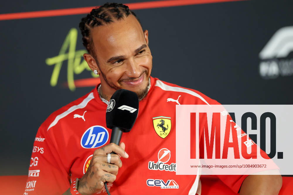 AUSTIN, TX - OCTOBER 22: Lewis Hamilton (44) of Great Britain and Scuderia Ferrari HP smiles during an interview on arrival day of the Formula 1 MSC Cruises United States Grand Prix on October 22, 2026, at Circuit of The Americas in Austin, Texas.(Photo by David Buono Icon Sportswire) AUTO: OCT 22 F1 United States Grand Prix Icon2610220181
