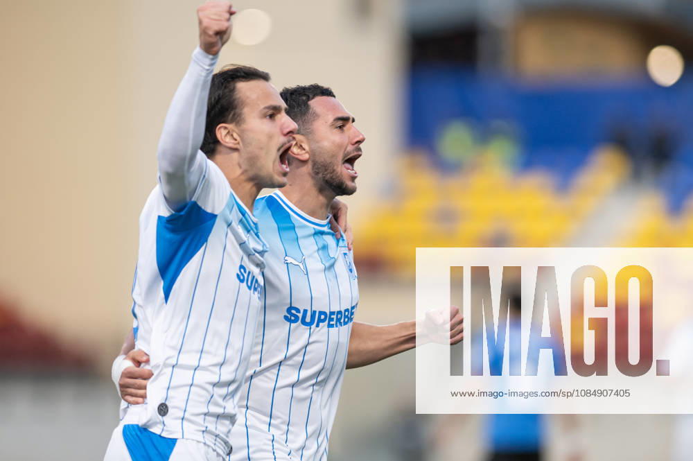 Inter Club Escaldes v Universitatae Craiova - UEFA Conference League Assad Al Hamlawi, player number 9 of Universitatea Craiova, celebrates after scoring for Universitatea Craiova during the UEFA Conference League match against Inter Club d Escaldes at New FAF Stadium in Encamp, Andorra, on October 22, 2026. Encamp Andorra Andorra
