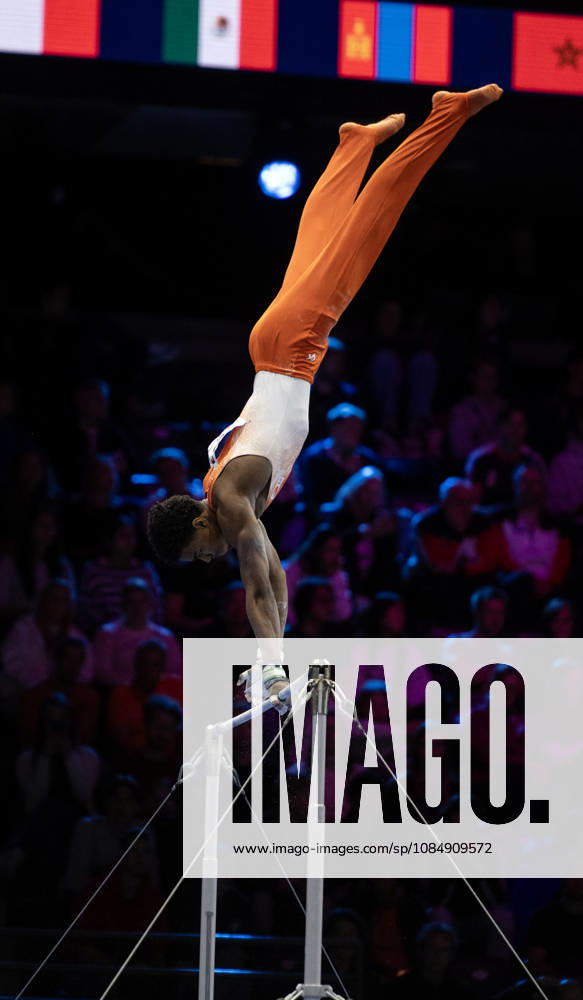 Rotterdam The Netherlands 23rd October 2026 World Championships artistic gymnastics. Horizontal Bar Elijah Faverus (NED) turnen