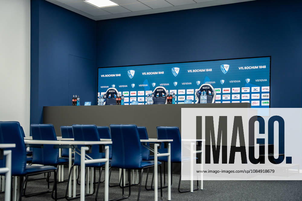 Bochum, Germany, October 23, 2026, 2nd Bundesliga 2026–2027, Matchday 9: VfL Bochum vs. VfL Wolfsburg. Pictured: VfL Bochum 1848 press room before the game. DFL and DFB regulations prohibit any use of photographs as image sequences and or quasi-video. Vonovia Ruhrstadion North Rhine-Westphalia