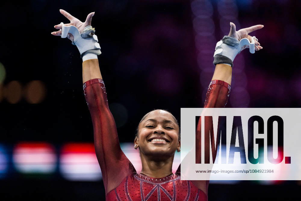 Skye Blakely of the U.S. competes on the uneven bars during the women’s all-around final on day seven of the 2026 Artistic Gymnastics World Championships on October 23, 2026 in Rotterdam. Photo by Joel Marklund, BILDBYRÅN. Code: JM JM0864 bbeng artistic gymnastics gymnastics world championships women’s all-around final celebration
