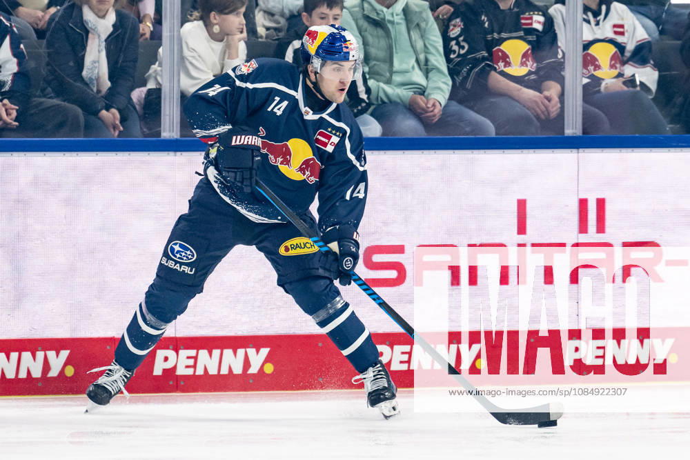 Luis Becker, EHC Red Bull Munich, 14 (GER), EHC Red Bull Munich vs. Iserlohn Roosters, DEL, 2026–2027 season, Matchday 11, October 23, 2026. Photo: HMB Media, Franz Feiner