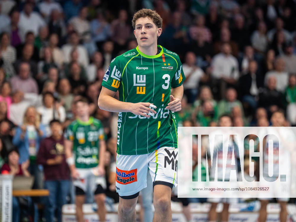 Micha Lang of Frisch Auf Goeppingen, No. 3, in his Bundesliga debut: Frisch Auf Goeppingen vs. ThSV Eisenach, Handball, 1st Bundesliga, Men s, 2026–2027 season, October 23, 2026, Frisch Auf Goeppingen vs. ThSV Eisenach, Handball, 1st Bundesliga, Men, 2026–2027 season, October 23, 2026, Goeppingen