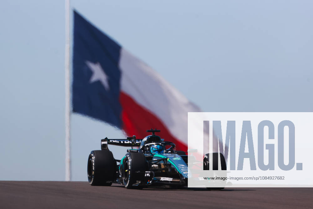 F1 Grand Prix Of USA - FP1 George Russell stands in front of the Texas flag during the first of three practice sessions, FP1, ahead of the Formula 1 MSC Cruises United States Grand Prix at Circuit of the Americas in Austin, Texas, United States, on October 23, 2026. Austin, Texas Texas United States
