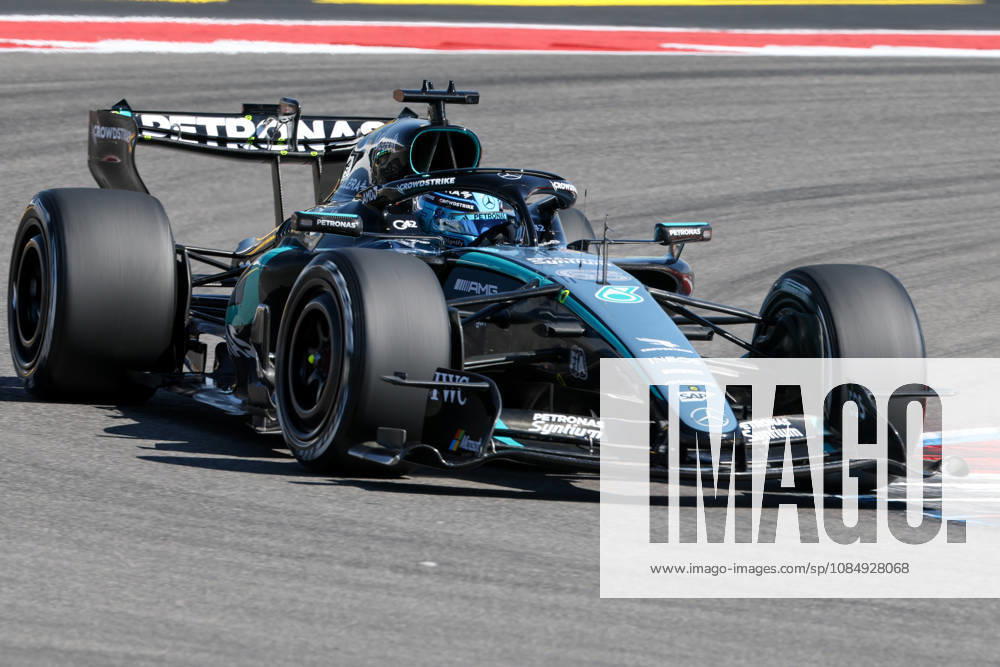 AUSTIN, TX - OCTOBER 23: George Russell (63) of Great Britain and Mercedes-AMG PETRONAS Formula One Team speeds through turn 15 during the first practice session of the Formula 1 MSC Cruises United States Grand Prix on October 23, 2026, at Circuit of The Americas in Austin, Texas.(Photo by David Buono Icon Sportswire) AUTO: OCT 23 F1 United States Grand Prix Icon2610230141