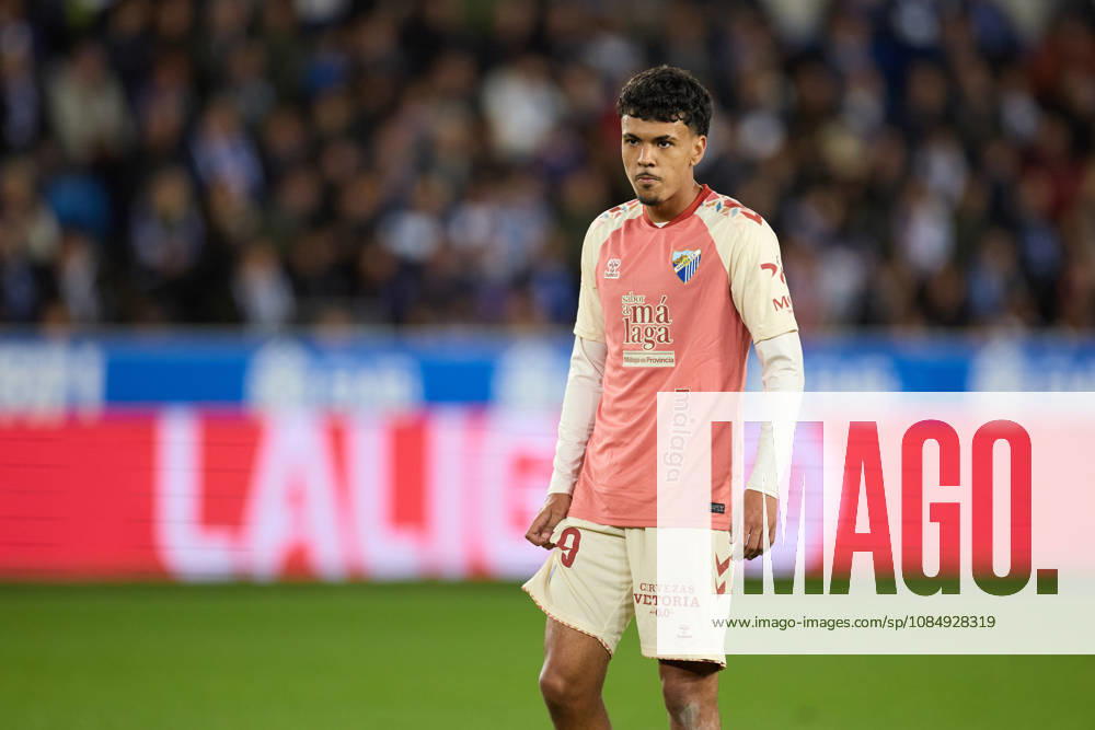 Adam Aznou of Malaga CF looks on during the LaLiga EA Sports match between Deportivo Alaves and Malaga CF at Mendizorrotza on October 23, 2026, in Vitoria, Spain. Vitoria Spain - ZUMAa181 20261023_zaa_a181_009
