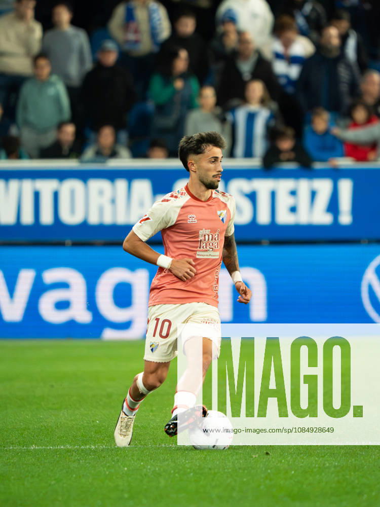 ESP LaLiga EA Sports: Deportivo Alavés vs. Málaga CF — David Larrubia of Málaga during the LaLiga EA Sports match between Deportivo Alavés and Málaga CF, played at Mendizorroza Stadium in Vitoria-Gasteiz on October 23, 2026, in Spain. VITORIA-GASTEIZ, Spain. Soccer