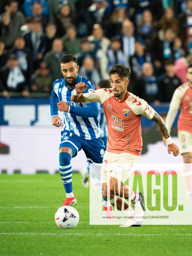 ESP LaLiga EA Sports: Deportivo Alavés vs. Málaga CF — David Larrubia of Málaga during the LaLiga EA Sports match between Deportivo Alavés and Málaga CF, played at Mendizorroza Stadium in Vitoria-Gasteiz on October 23, 2026, in Spain. VITORIA-GASTEIZ, Spain. Soccer