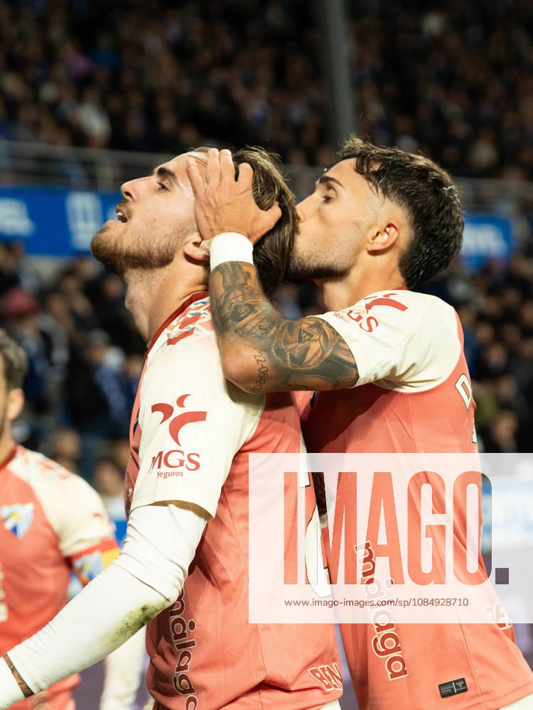 ESP LaLiga EA Sports: Deportivo Alavés vs. Málaga CF — Adrián Nino of Málaga scores a goal and celebrates during the LaLiga EA Sports match between Deportivo Alavés and Málaga CF, played at Mendizorroza Stadium in Vitoria-Gasteiz on October 23, 2026, in Spain. VITORIA-GASTEIZ, Spain — Soccer