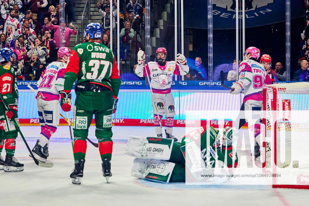 Tobias Krestan, Eisbaeren Berlin, 91, Frederik Tiffels, Eisbären Berlin, 95, Kyle Wood, Augsburger Panther, 37, Tobias Ancicka, Augsburger Panther, 45, Manuel Wiederer, Eisbären Berlin, 21, GER, Eisbären Berlin vs. Augsburger Panther, Men’s Ice Hockey, German Ice Hockey League (DEL), 2026–27 season, Matchday 11, October 23, 2026, GER, Eisbären Berlin vs. Augsburger Panther, Men’s Ice Hockey, German Ice Hockey League, DEL, 2026–27 Season, Matchday 11, Berlin