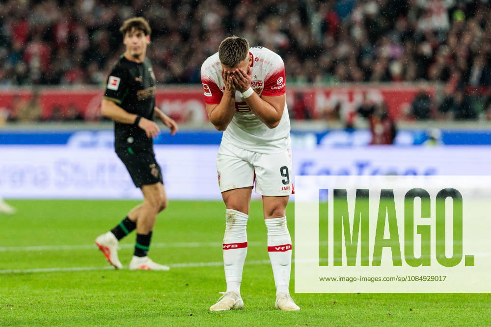 Ermedin Demirovic (VfB Stuttgart, 9) frustrated during the Bundesliga match between VfB Stuttgart vs. Borussia Moenchengladbach at MHP Arena on matchday 7 of the 1. Bundesliga on October 23, 2026 in Stuttgart, Germany. DFL REGULATIONS PROHIBIT ANY USE OF PHOTOGRAPHS AS IMAGE SEQUENCES AND OR QUASI-VIDEO. Baden-Wuerttemberg Germany