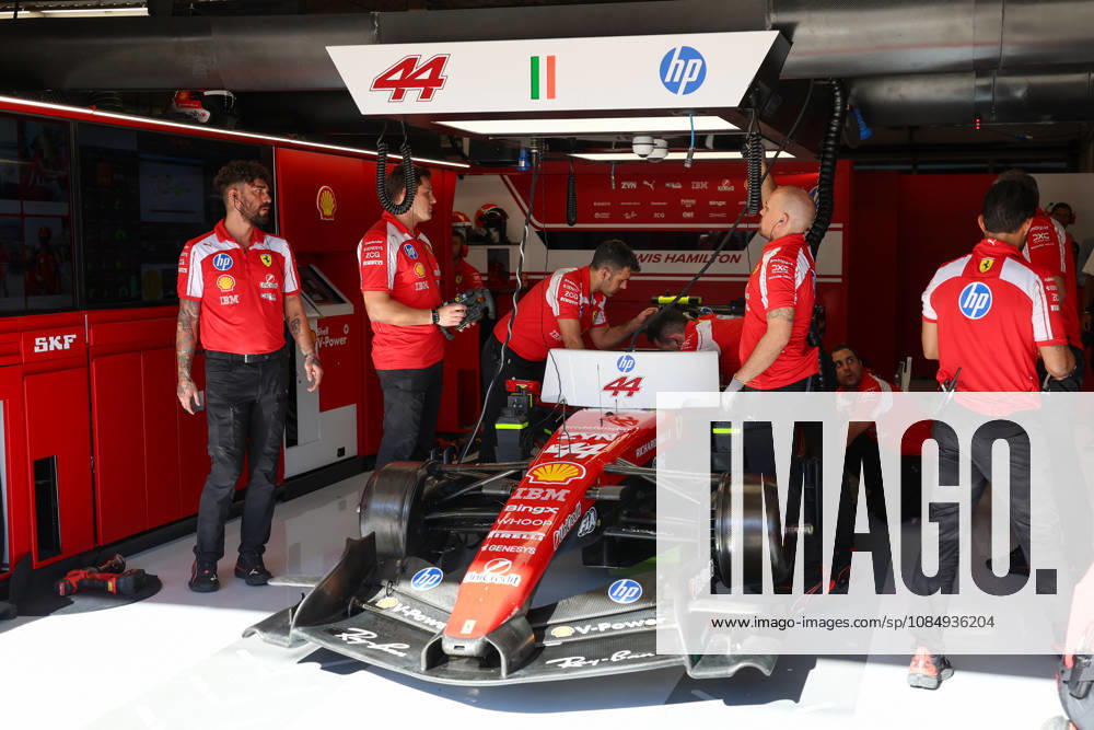 AUSTIN, TX - OCTOBER 23: Pit crew members work on the car of Lewis Hamilton (44) of Great Britain and Scuderia Ferrari HP before the second practice session of the Formula 1 MSC Cruises United States Grand Prix on October 23, 2026, at Circuit of The Americas in Austin, Texas.(Photo by David Buono Icon Sportswire) AUTO: OCT 23 F1 United States Grand Prix Icon2610230581