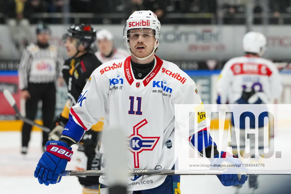LUGANO, SWITZERLAND, OCTOBER 16: Keanu Derungs of Kloten during the game between HC Lugano and EHC Kloten at the Corner Arena on October 23, 2026, in Lugano, Switzerland; Lugano, Ticino, Switzerland