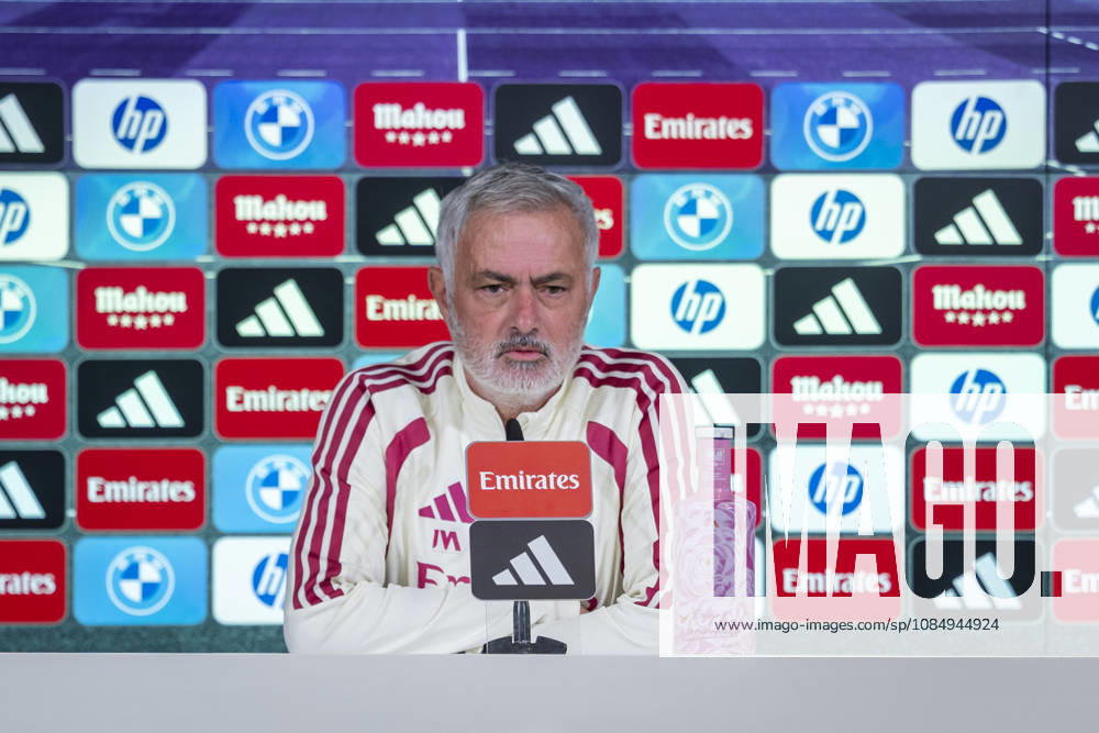 Real Madrid Training Session and press conference, PK, Pressekonferenz Jose Mourinho, Head Coach of Real Madrid, speaks during a press conference ahead of the LaLiga EA Sports match against FC Barcelona, Barca at Ciudad Real Madrid on October 24, 2026 in Valdebebas, Spain. Valdebebas Ciudad Real Madrid Madrid Spain