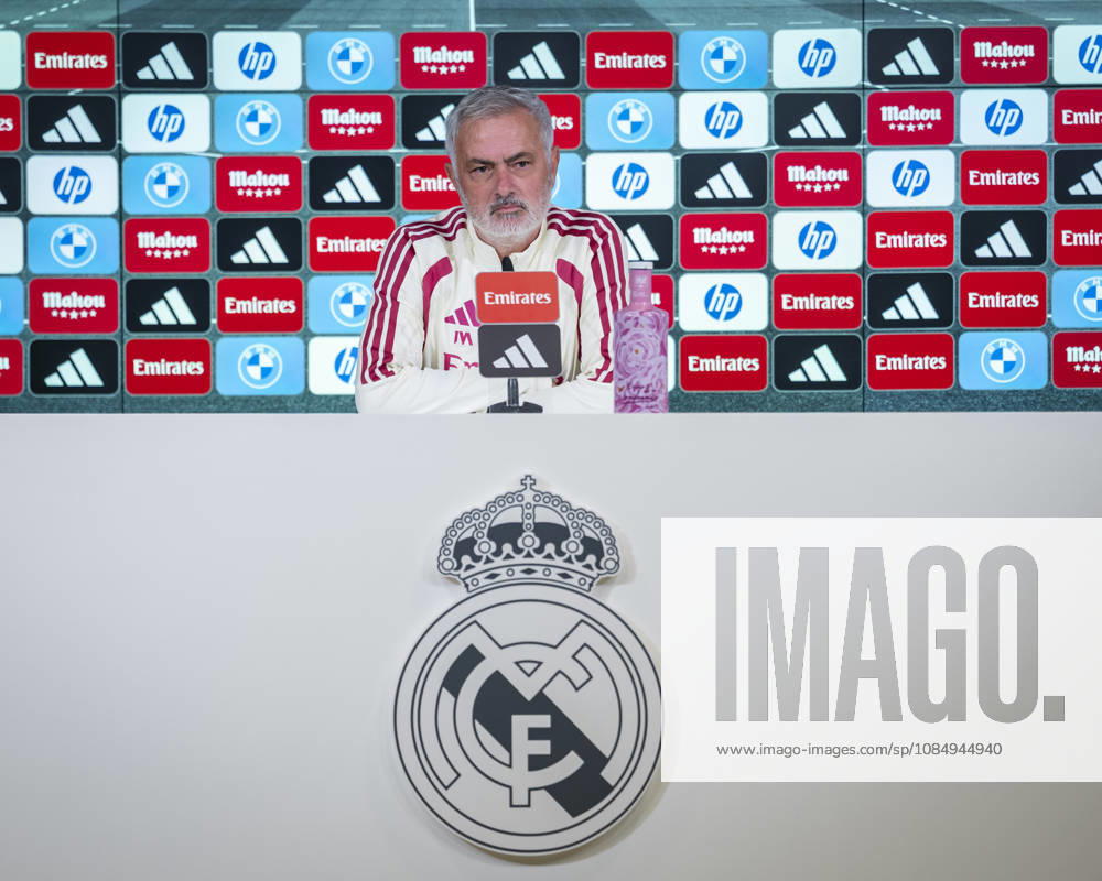 Real Madrid Training Session and press conference, PK, Pressekonferenz Jose Mourinho, Head Coach of Real Madrid, speaks during a press conference ahead of the LaLiga EA Sports match against FC Barcelona, Barca at Ciudad Real Madrid on October 24, 2026 in Valdebebas, Spain. Valdebebas Ciudad Real Madrid Madrid Spain